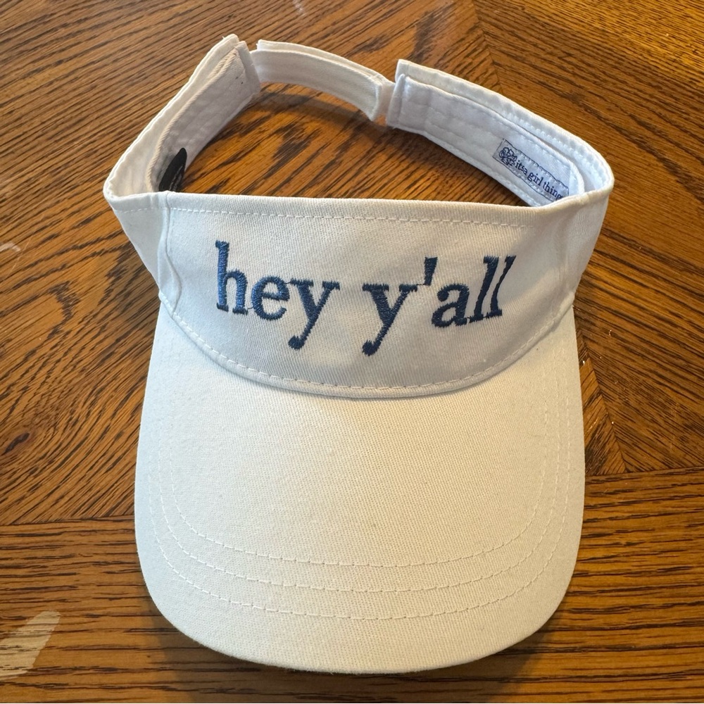 Women’s White Visor with Blue 'Hey Y'all' Embroidery It’s a Girl Thing